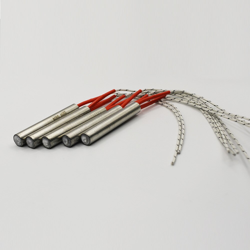 5pcs 220V 10mm Dia. Electric Cartridge Heater Element 50-200mm Tube Length 100-350W Stainless Steel Tubular Heating Element