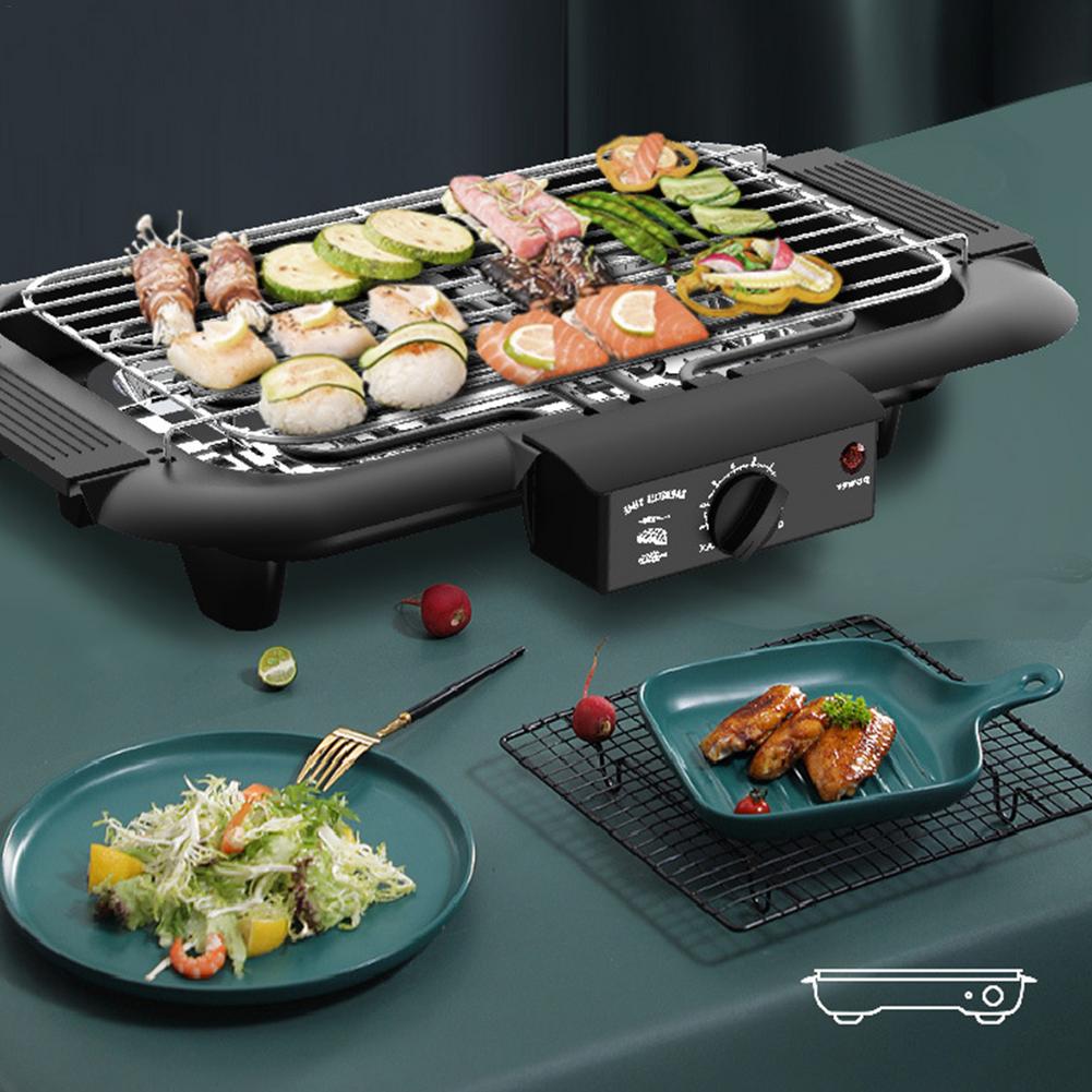 Review Electric Smoke-Free Portable Barbecue Grill Indoor Grill Full Of Water Drip Tray To Reduce Odor Smoke 2000 Watts