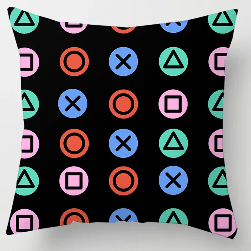 Taie d'oreiller carrée Style ventilateur de jeu TV, décoration d'intérieur, housse de coussin, Anime, , poignée de Gamer imprimée, 45x45, pour enfants
