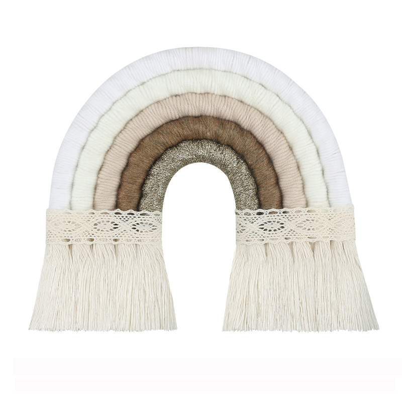 OOTDTY-adorno colgante de macramé de 5 líneas, cuerda tejida a mano, decoración de pared para habitación de bebé y niña, decoración de guardería para el hogar
