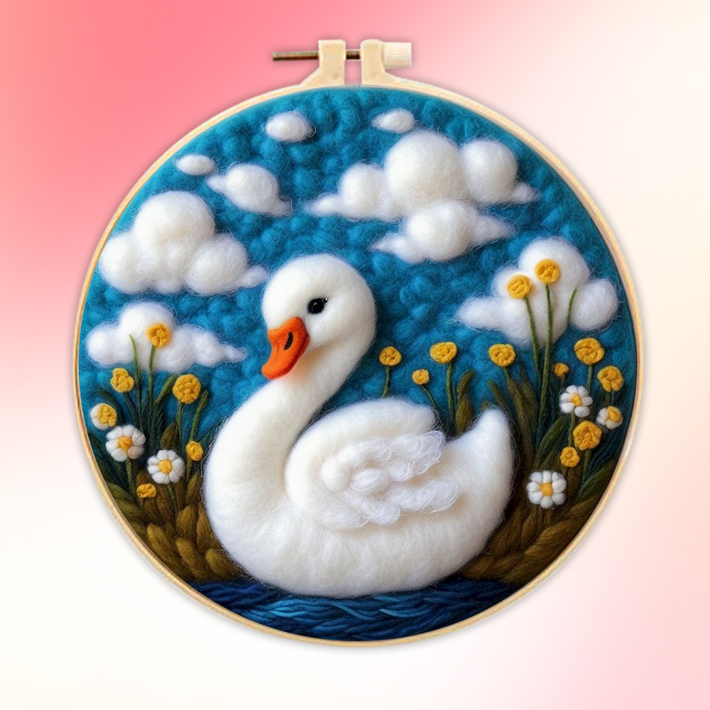 Photocustom 20 x 20cm ram gör-det-själv-ullmålningskit med broderi gör-det-själv-ullnålfiltmålning djurbild filtdekoration: Trä-
