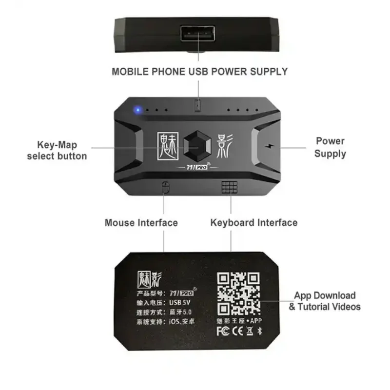 M1 Pro Mobile Game Controller 4-in-1-Maus-Tastatur-Adapter-Konverter BT V5.0 Programmierbarer Adapter, unterstützt IOS Android-System