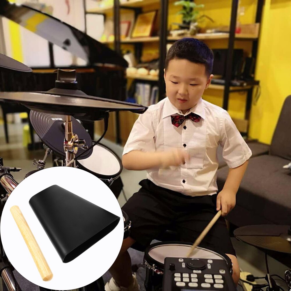 1 pc Kuhglocke Mit Schläger Stock Schwarz Schlagzeug Instrument Drumset Zubehör Lärm Hersteller Kuh Glocke für Bauernhof: Ursprünglich Titel