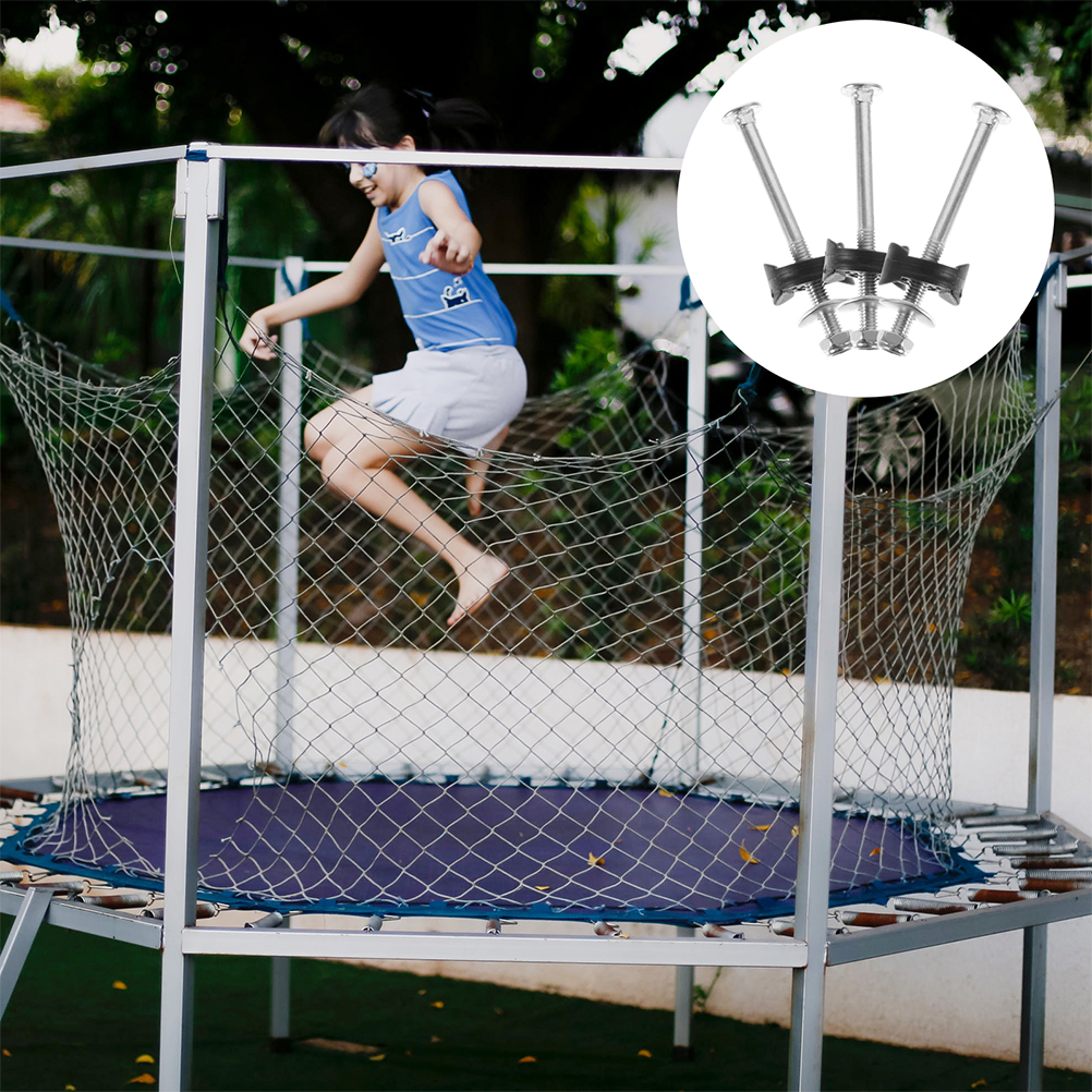 8 Sets Trampoline Screws Replacement Galvanized Steel Jumping Bed Safety Bolts Nuts Trampoline Stability Tool for: Default Title