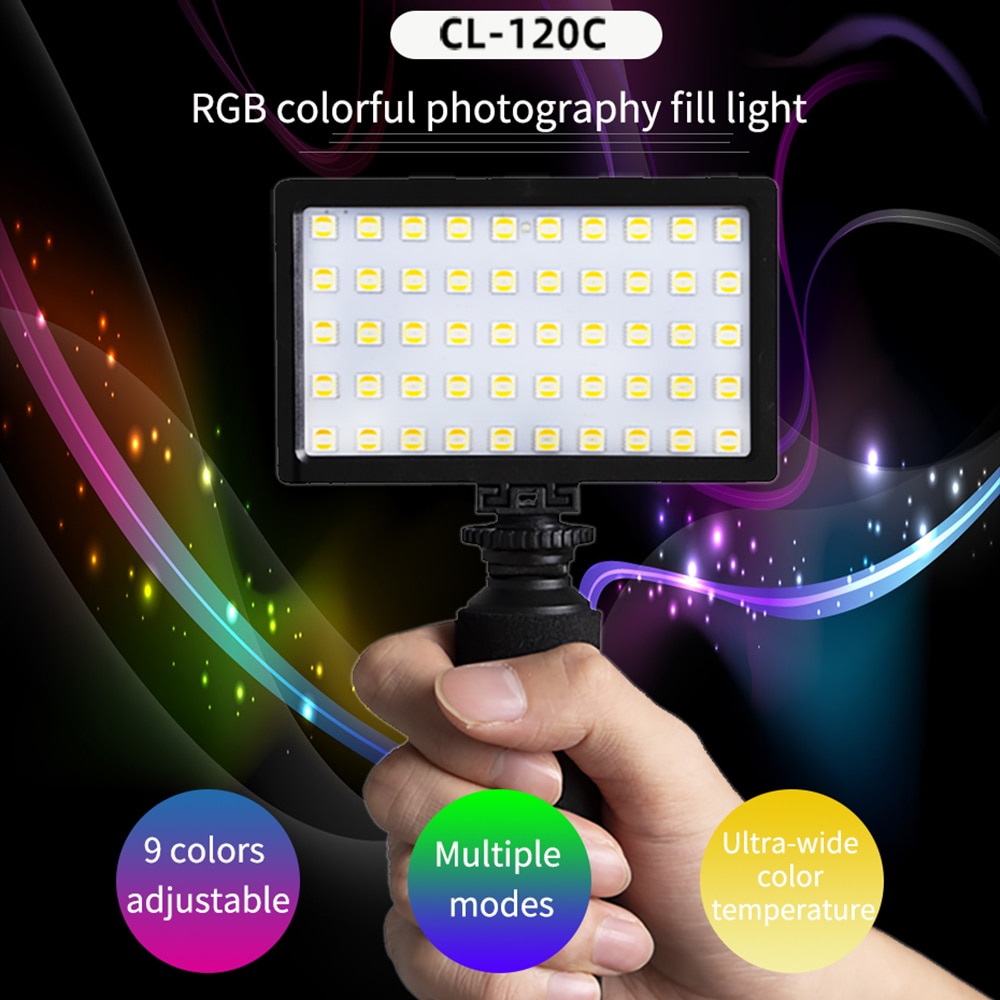 50 perline mini RGB ah Condotto La Luce video in poi-Luce Della Macchina Fotografica costruito-in Batteria per Nikon canone Sony DSLR smartphone Vlog Luce di Riempimento