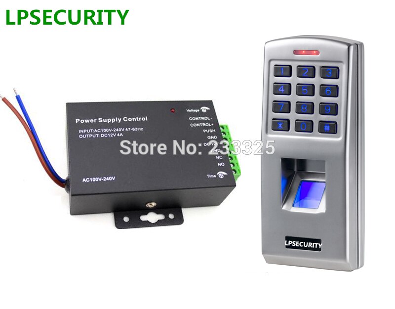 LPSECURITY fingerprint access control keypad password code reader door lock access control with power supply 12v 5A