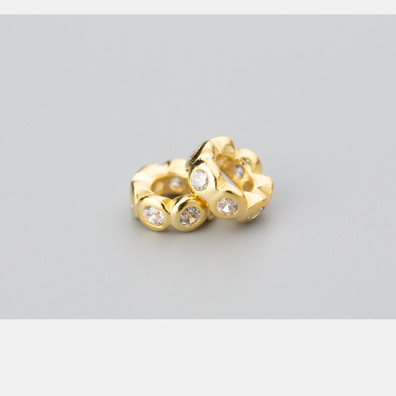 7Mm 925 Sterling Zilver Zirkoon Spacer Kralen Losse Kralen Pak Voor Armband Ketting Diy Sieraden Fingding: S925 gold plated