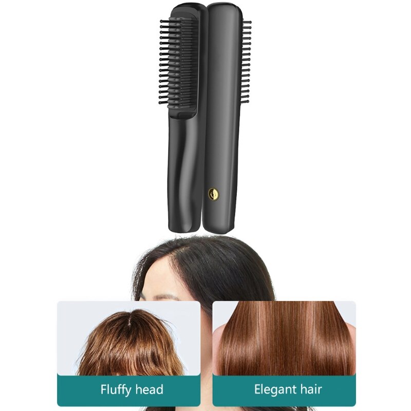 Portable Electric Ionic Hair Straightener Brush Negative Ions Hairbrush Combs