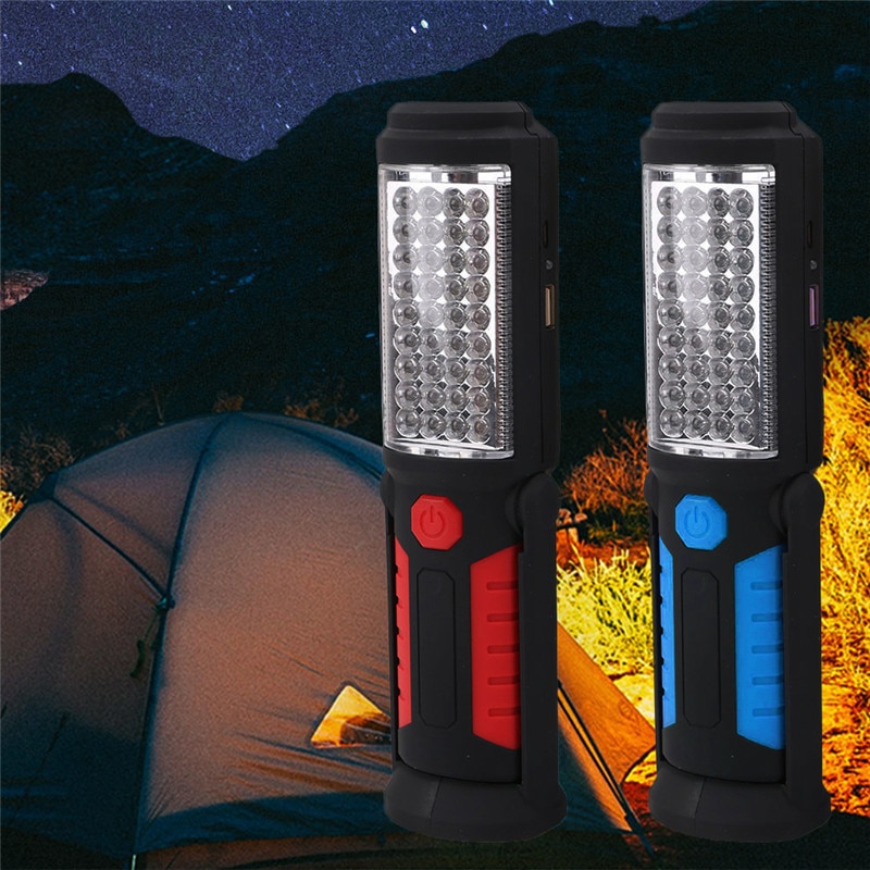 Oplaadbare USB LED Zaklamp Werk Licht Lamp 41LEDs Magnetische Zaklamp Ondersteuning Stand Draaibare Haak voor Camping Workshop Auto Reparatie