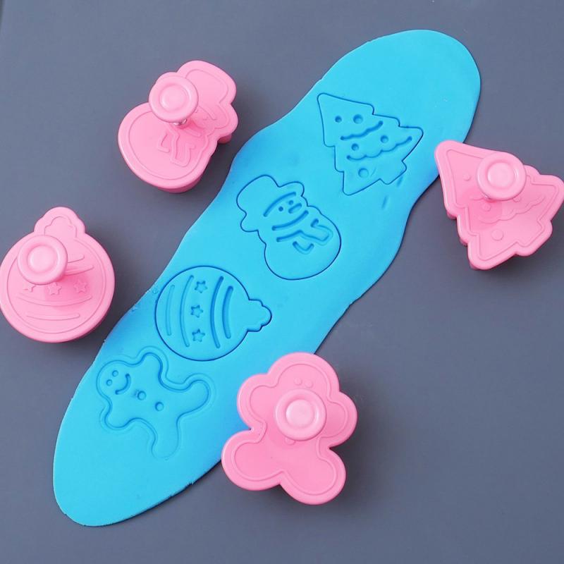 4 Stuks Cookie Stempel Biscuit Mold 3D Cookie Plunger Cutter Diy Bakvorm Gingerbread Thuis Kerst Cookie Cutters Bakvormen