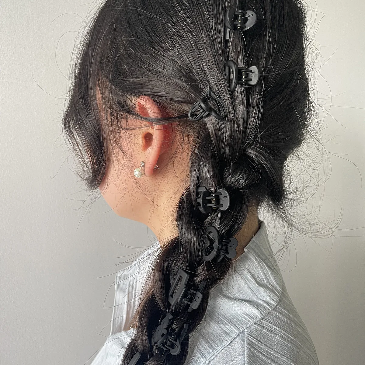 Pinzas acrílicas para el pelo para mujer y niña, pasadores elegantes para el pelo, pasador de cangrejo, accesorios para el cabello, color negro, 8/6 unidades por Set