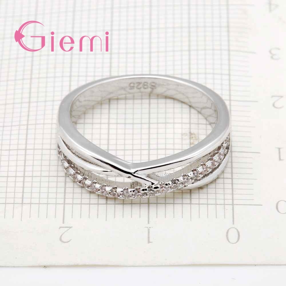 Cubic Zirconia Rings For Women Filled Crystal Type Trendy 925 Sterling Silver Rings Jewelry Bijouterie