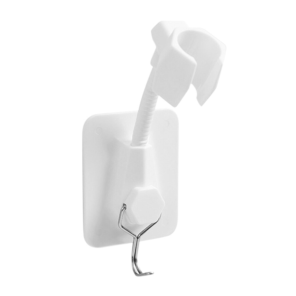 Recableght Verstelbare Douche Houder Muurbeugel Douchekop Houder Badkamer Plank Met Haak Zelfklevende Douchekop Rack: White
