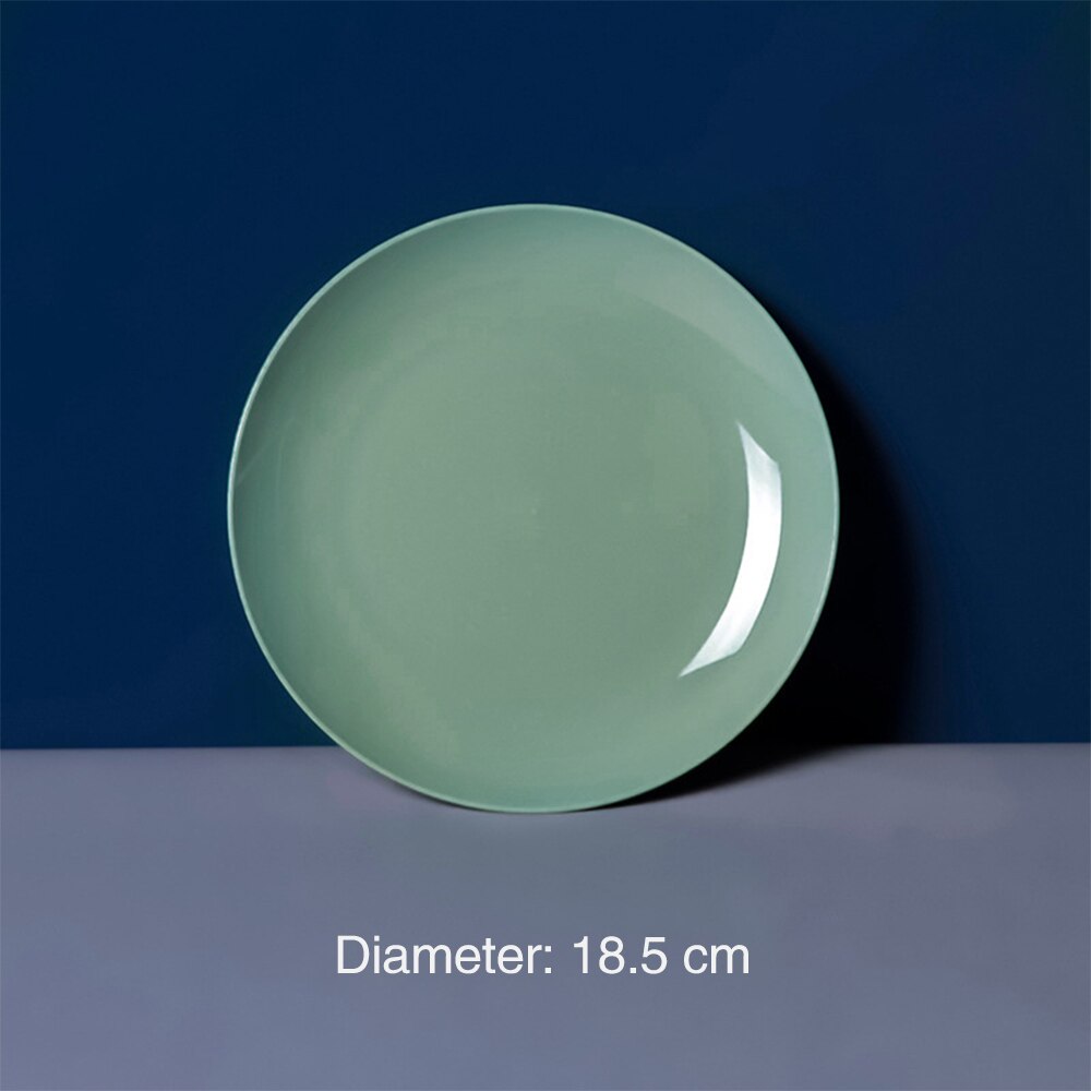 Plato de plástico para cocina, plato pequeño para salsa, vinagre, platos para aperitivos, porcelana de imitación creativa, redondo, para el hogar, plato para fruta: Verde claro
