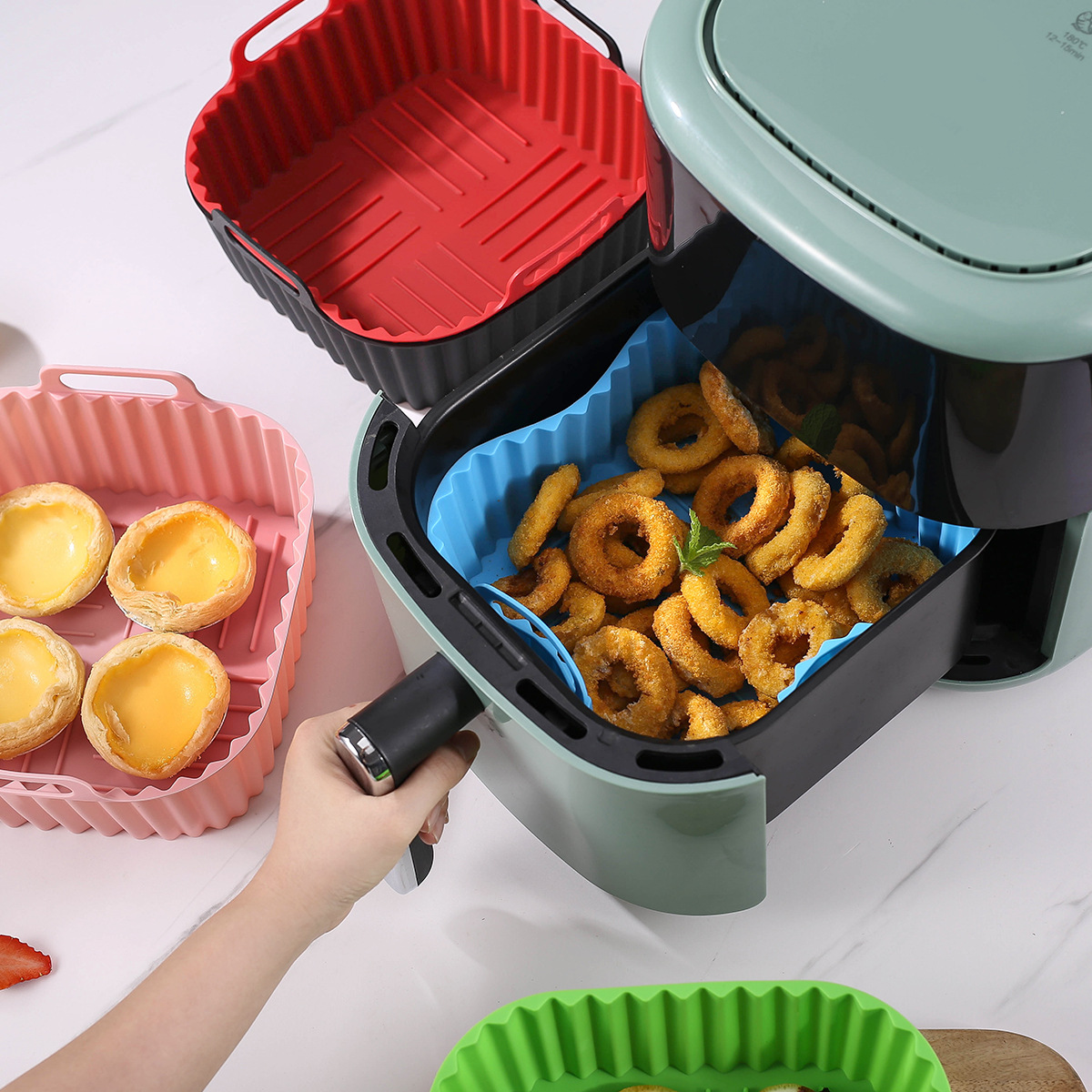 Silicone Multi-color Food Grade Silicone Square Air Fryer Tray for 7QT Air Fryer