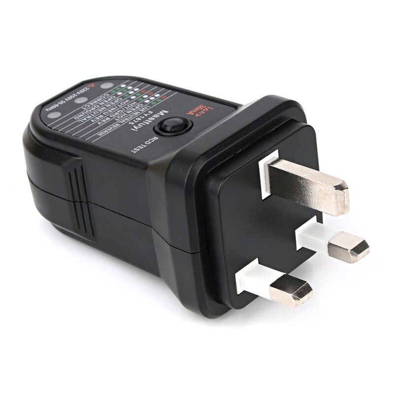 EU/British/US Plug Outlet Tester 220-250V Receptacle Tester Earth/Live/Neutral Wire Tester Leakage Tester Phase Polarity