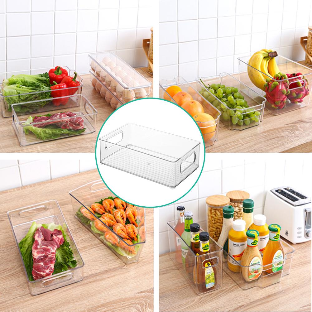 Refrigerator Organizer Box Clear Plastic Pantry Food Storage Box With Handles For Vegetables Fruit Yogurt Cheese Meat