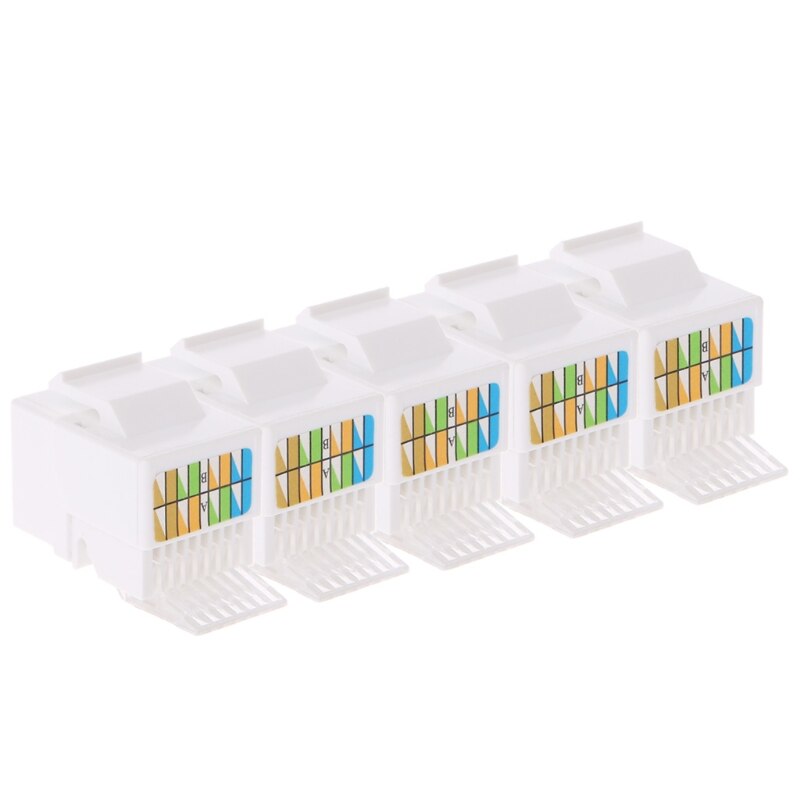 5 Pcs RJ45 Jack Socket Cat6 Network Ethernet Connection Adapter Tool-Less Module 10166