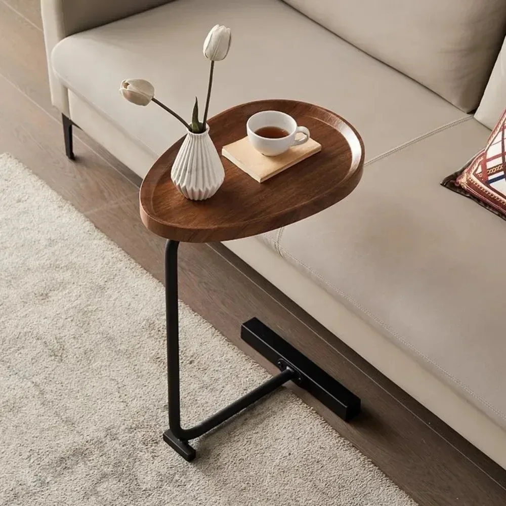 Soffbord massivt trä soffa sängbord läshållare ovala ornament bordsmöbler moderna & enkla hem balkonghörnbord