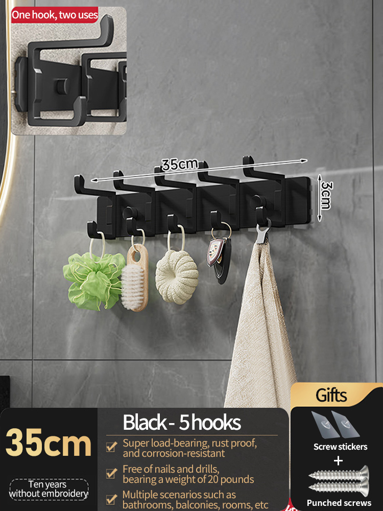 no drill door hooks Folding Robe Hooks Towel Hanger Nail Wall Rack Hooks Coat Clothes Holder for Bathroom Kitchen Accessories: Blue