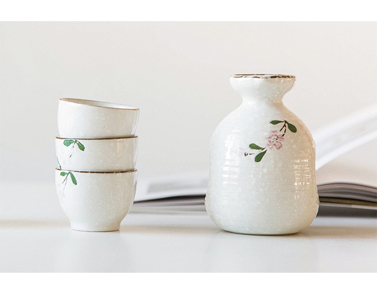 Japanese Style Ceramic Sake Wine Set Home Office Wineware Box Chinese Sakura White Wine Barware Separator Wineware LA370