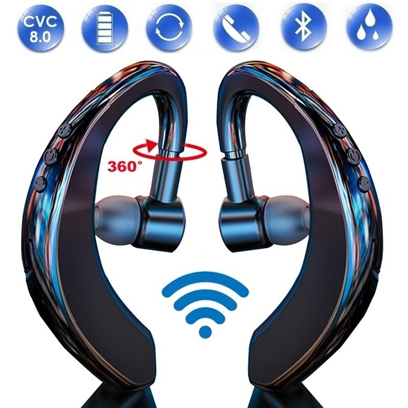 Draadloze Bluetooth5.0 Oorhaak Oortelefoon Waterdichte Sport Business Headset Single Ear Oortelefoon Met Microfoon Smartphone