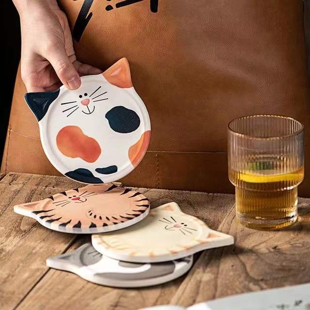 Keramische Placemat Leuke Kat Cartoon Absorberende Keramische Coaster Eettafel Pannenlap Servies Koffie Thee Coaster