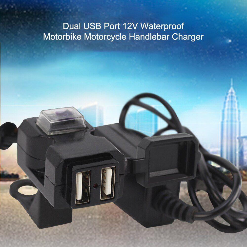 Double USB motos prise étanche moto guidon USB chargeur adaptateur alimentation 12-24V pour téléphone GPS