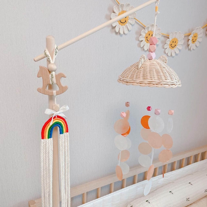 Schelpen Wind Chime Seashell Windchimes Handgemaakte Rotan Wieg Wind Bell Decoratie