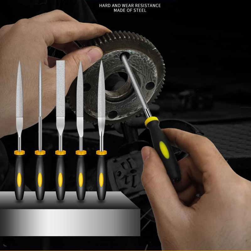 10 Pcs Metal Hand File Set Kit Including Flat, Woodworking Steel Rasp File Round, Triangle, Half Round File and Needle Files