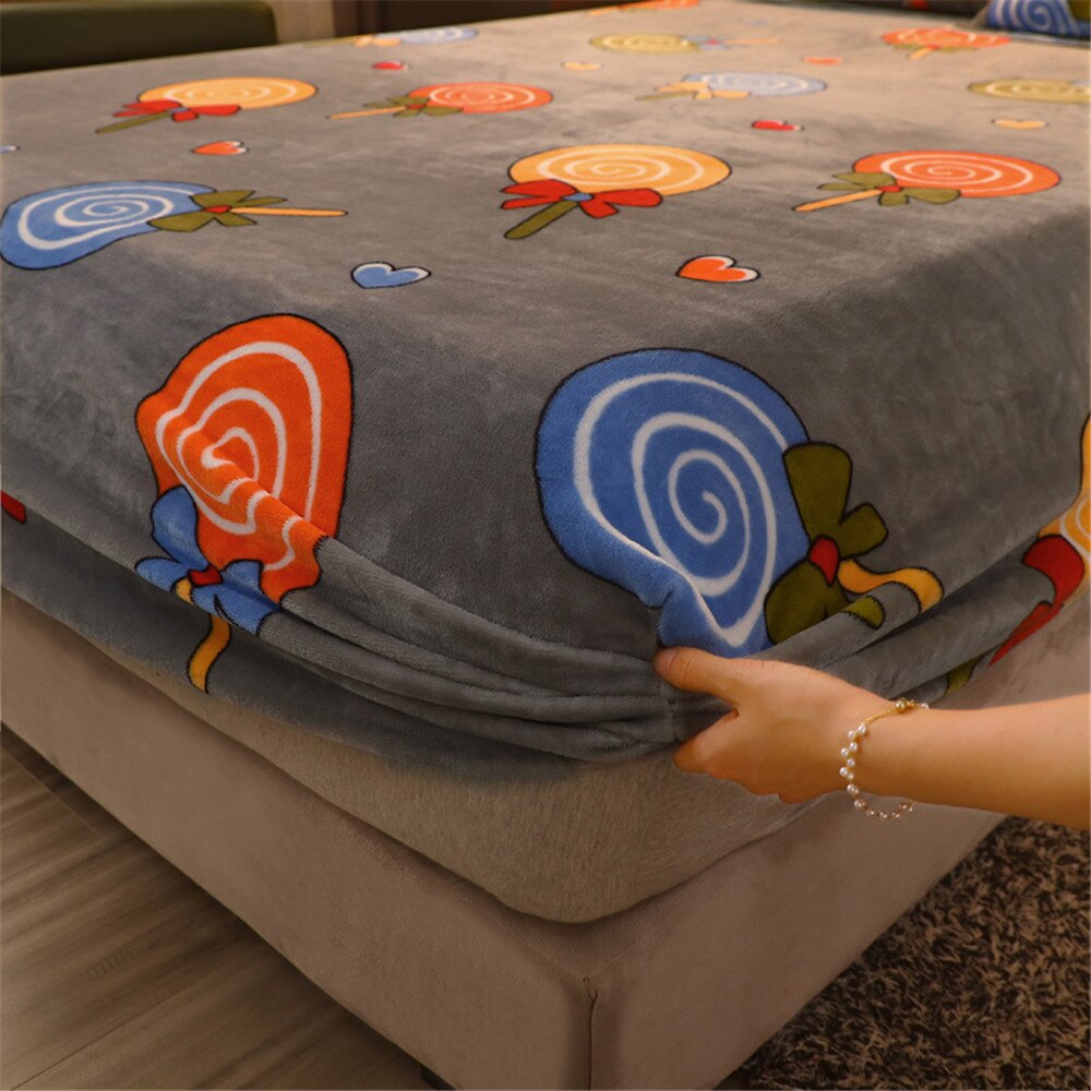ADOREHOUSE-funda de cama de franela, juegos de cama gruesos de felpa, sábana ajustada elástica, fundas de almohada, ropa de cama de invierno, Funda de colchón