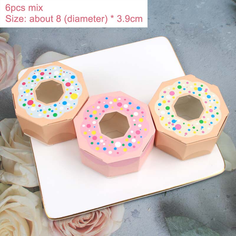 6PCS Donuts Paper Bags Candy Cookies Packaging DIY Kraft Boxes Kids Birthday Party Decoration Wedding Supplies: 6pcs ABC