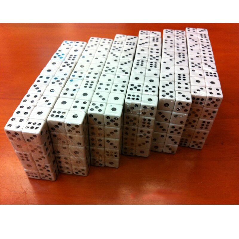 100Pcs/set 10mm Square Corners Black Points Ordinary Dice White Material Acrylic Dice