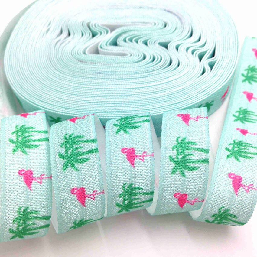 5 yards 16mm hawaii flamingo tryckt vik över elastisk tejp ananas fiende handgjorda tillbehör gör det själv hår slips pannband leverantör: P320