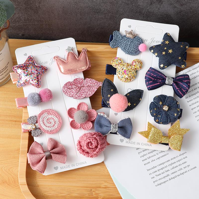 Horquillas bonitas para niña, accesorios para el cabello, lazo de flores, cintas para el pelo de animales, diadema de dibujos animados para niña, tocado de horquilla, 8 unids/set por Set