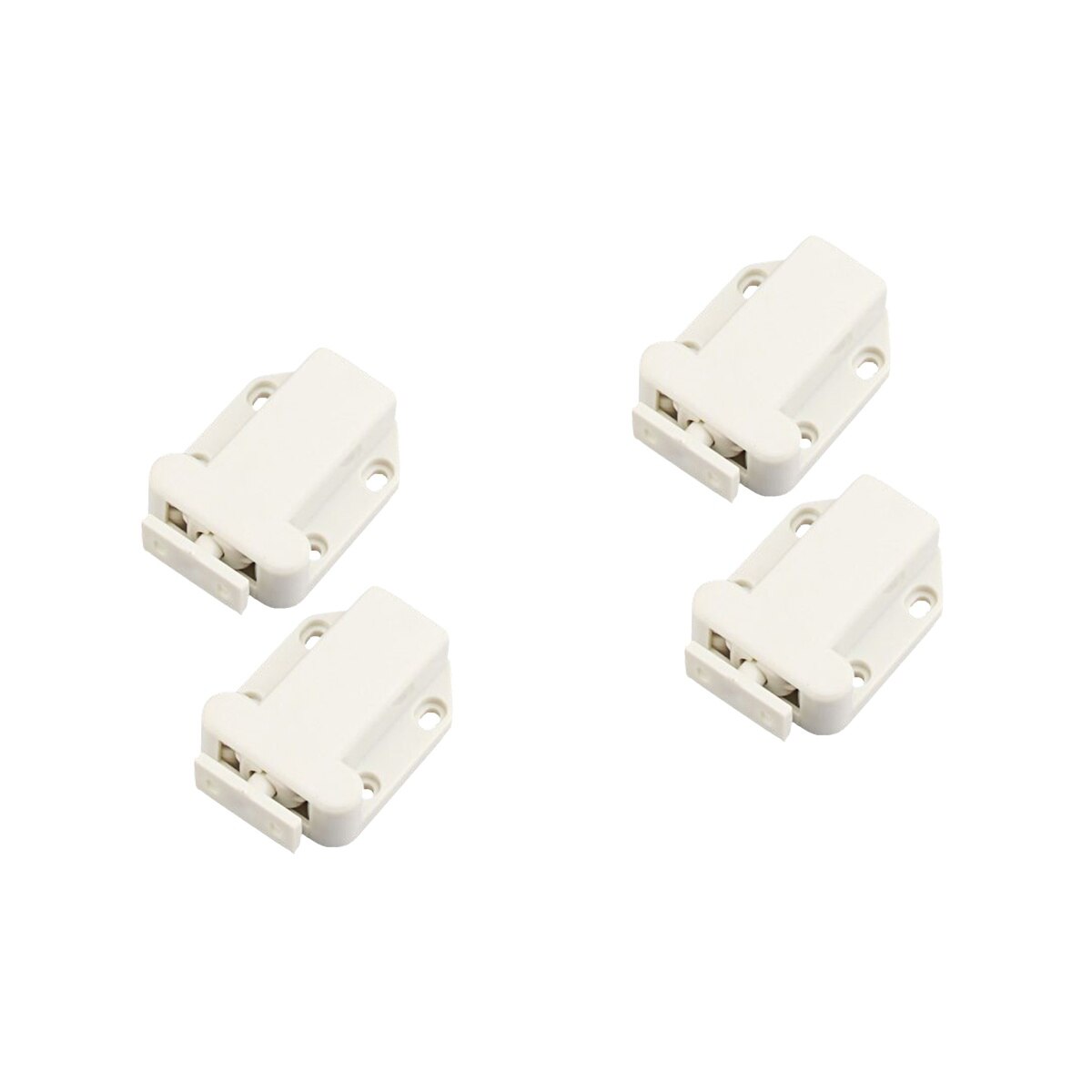 4 pcs Self-locking Door Catch Door Drawer Cabinet Catch Push To Open Device for Furniture Cabinet Cupboard (White)