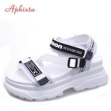 Aphixta gladiator platform sandaler dame & #39 ;s sandaler spænde sommer kvinder kilehæl chunky strandsandaler behagelige damesko