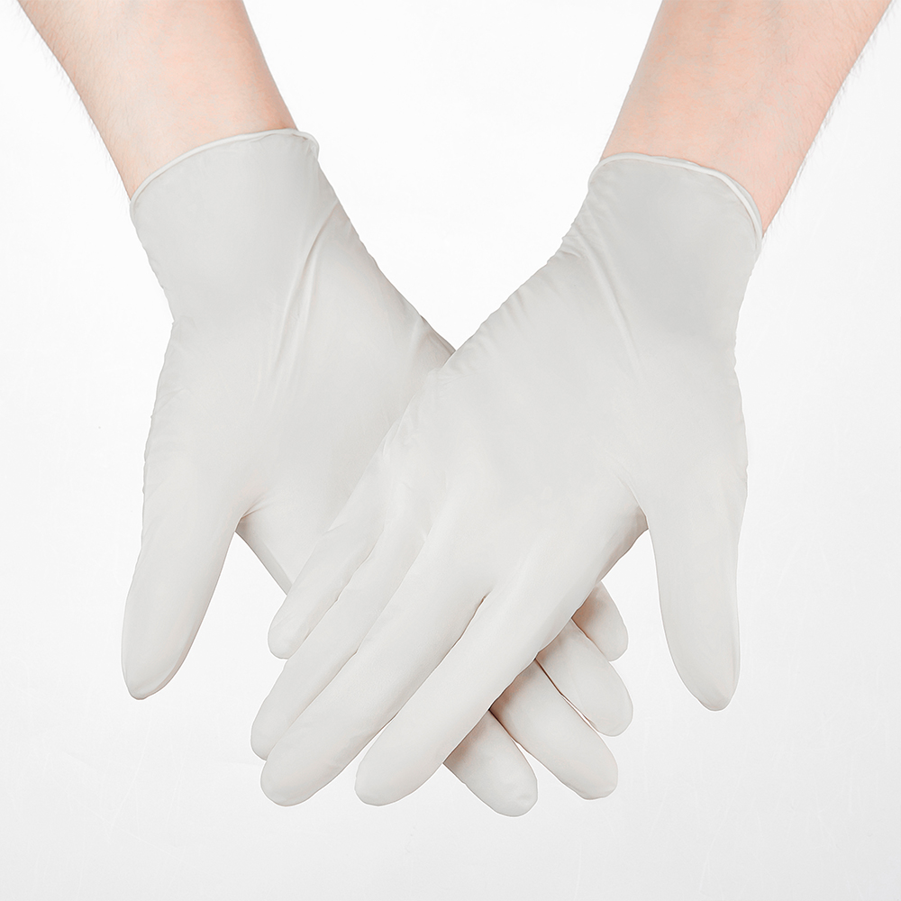Nitrile Gloves White 100pcs Disposable Working Glove Household Cleaning Washing Work Safety Gloves Synthetic Nitrile Glove: White Size L