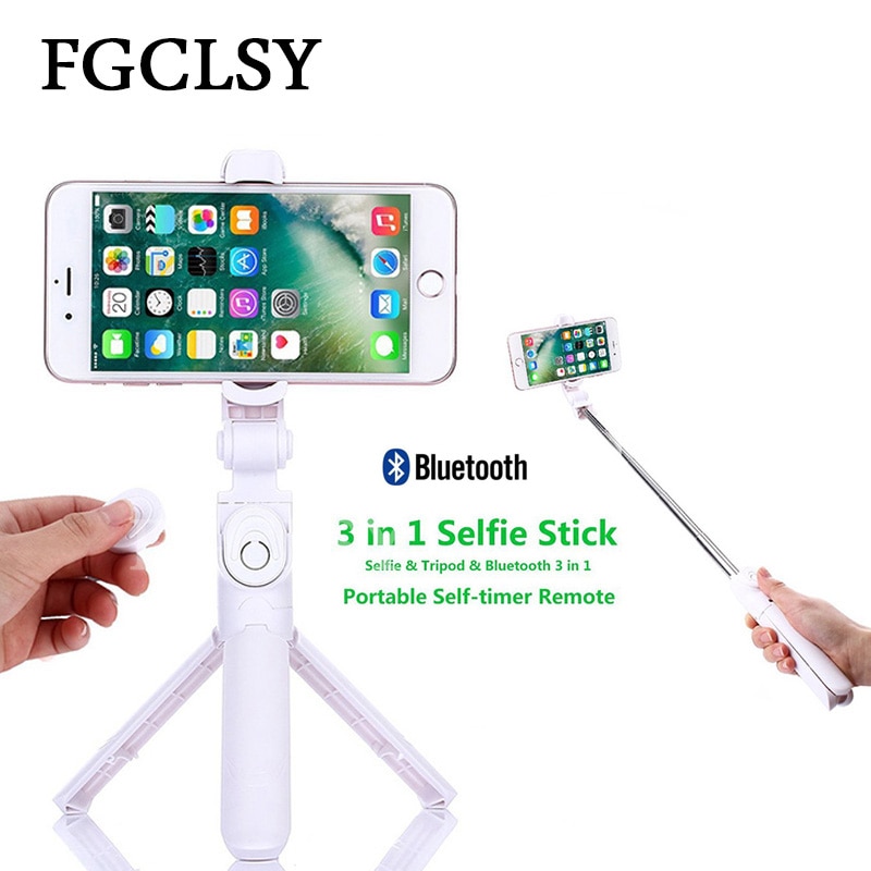 FGCLSY Universele 3 in 1 Bluetooth Selfie Stick Voor iphone 8 7 6 S plus Mini Statief Pau Palo Telefoon Selfie Stok Uitschuifbare Monopod