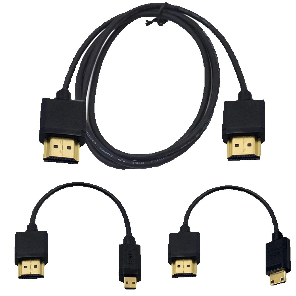 Supermyk mikro-hdmi til hdmi til mini mini-hdmi-kompatibel kabel ultratynn 4k bærbar kort hdmi tv pc kort kabel