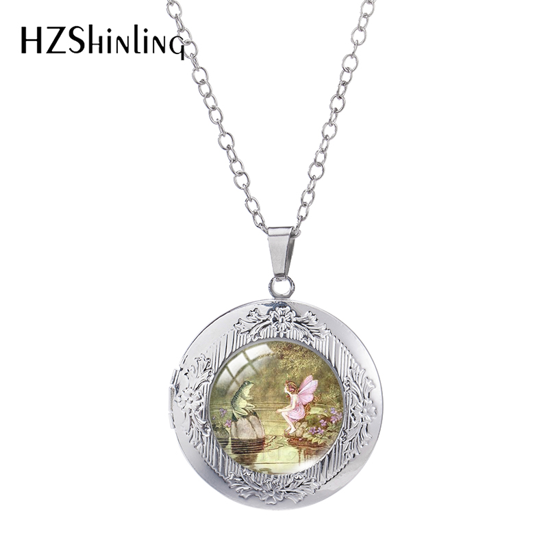 Pinturas al óleo de cuento de hadas para niña y Rana, cabujón de cristal, medallones redondos, burbuja de amor para chica, artesanales de