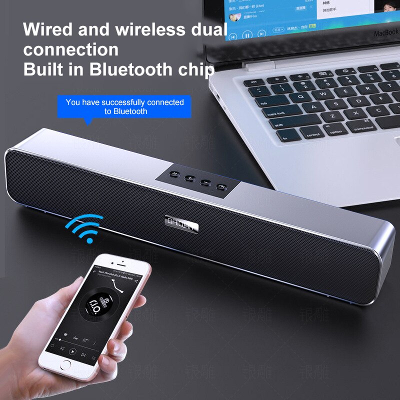 Bluetooth Speaker Draadloze Computer Speaker Home Theater 3D Stereo Surround Subwoofer Aux Usb Wekker Voor Pc Tv Computer