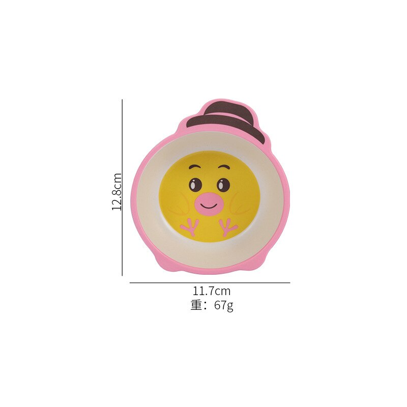 Cartoon Bamboo Fiber Baby Solid Food Bowl -Resistant Children's Cute Eating Bowl Kindergarten Bowls: Chick