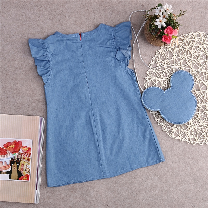 Zomer Jurk Baby Meisjes Kleding Mode Meisje Jean Jurk en Leuke Tas 2 in 1 Kind Jurk Set