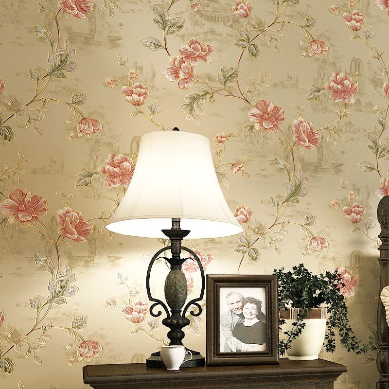 Ikke-vevd tapet amerikansk land pastoral liten floral soverom hotell hotell prosjekt spesielle tapeter stue dekor lys