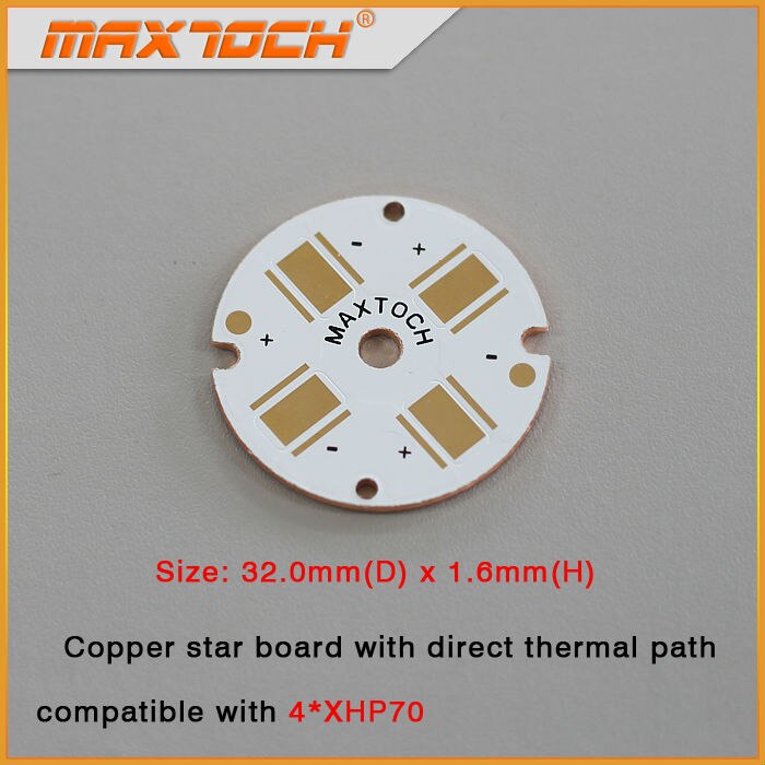 MAXTOCH Koper MCPCB 4pcs XHP70 32mm x 1.6mm Directe Thermische Pad Koperen Board