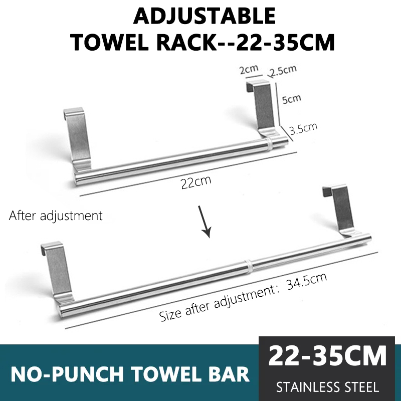 Towel Rack Over Door Towel Bar Hanging Holder Stainless Steel Kitchen Cabinet Bathroom Towel Rag Rack Home Organizer Hanger