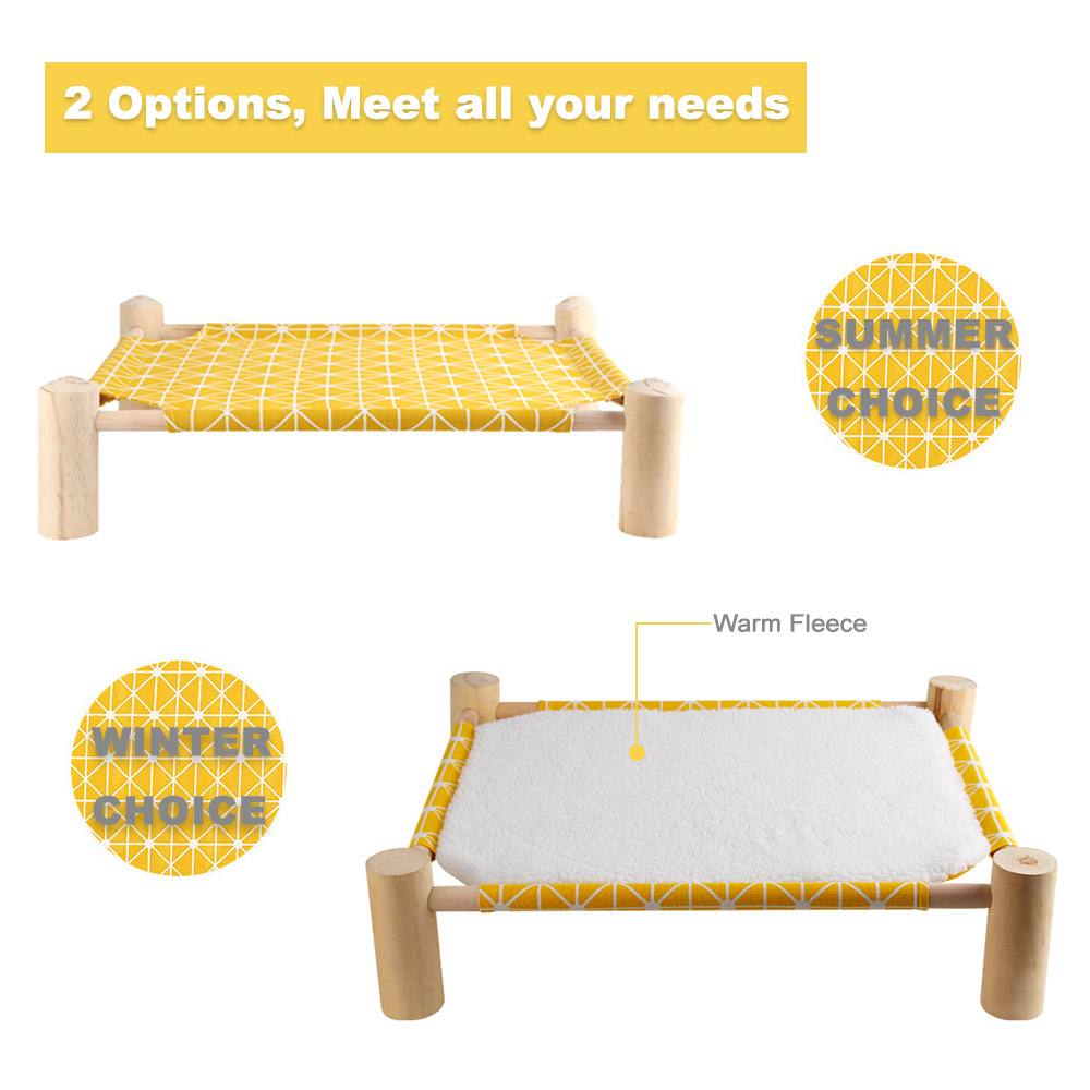 Elevated Cat Bed House Cat Hammocks Comfortable Kitten Puppy Cushion Mat Wood Canvas Cat Lounge Bed Summer Pet Sleeping Supplies