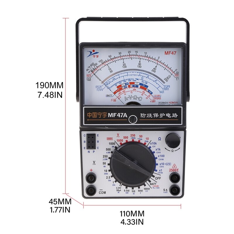 Draagbare Mechanische Pointer Type Multimeter Meting Ac Dc Current Meter Amperemeter Ohmmeter MF47/JO411 Multitester