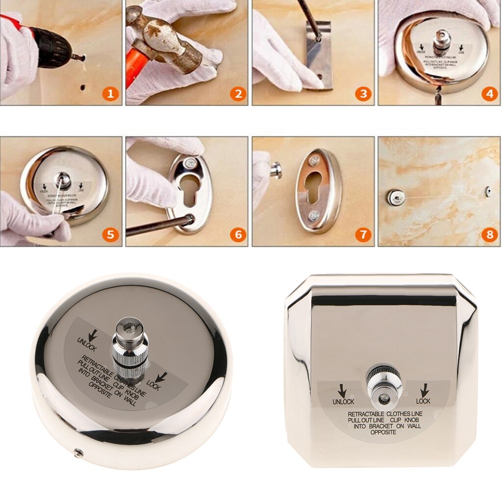 Stainless Steel Retractable Clothesline 9ft Adjustable Clothesline Laundry Dryer, 9ft Overall